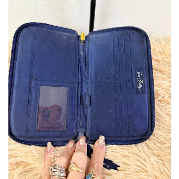 Vera Bradley Midnight Wildflower Zip Around Wallet Quilted Floral Navy - Picture 3 of 6